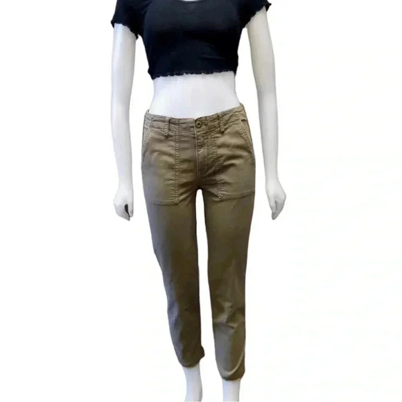 Velvet By Graham & Spencer Khaki Green Raw Hem Straight Leg Size 4 - Picture 2 of 10